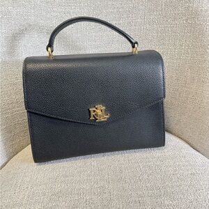 Ralph Lauren Black and Gold Satchel with Structured Design
